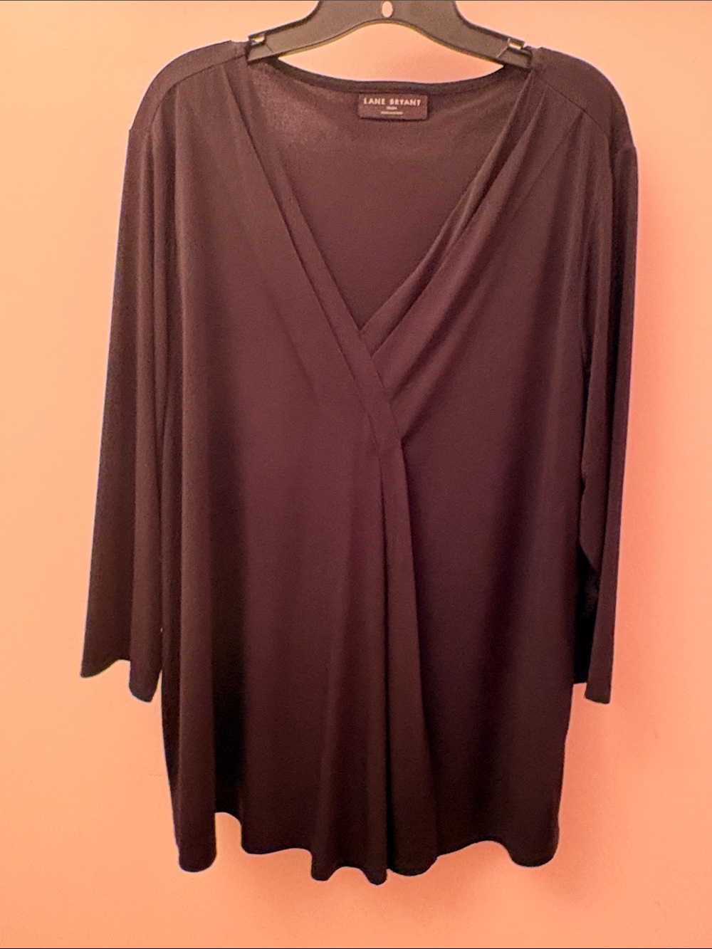 Lane Bryant Black V-Neck Draped Tunic